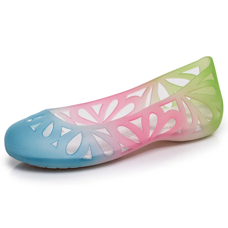 2017 Градиент Цвета 3 Цветочные Девушки Сандалии Желе Обувь Летом Пляж Мокасины