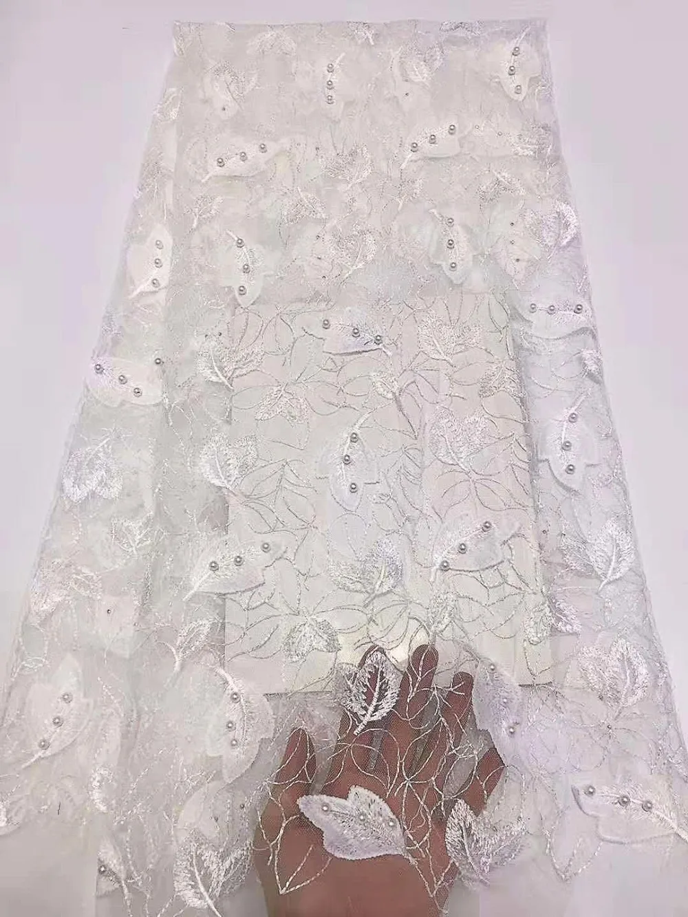 Lasui 5 ярдов/лот 8 цветов африканская кружевная ткань wide150cm3D лист nailbead для платья