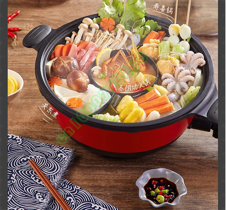 220V Электрический мульти-Плита 2 вкусы горячий горшок бытовой антипригарный 6L Электрический Пособия по кулинарии машина два со вкусом для тушеного мяса с Плита EU/AU/U