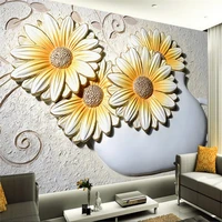 beibehang wallpaper mural wall sticker colorful sculpture stereo floral mural background wall design papel de parede