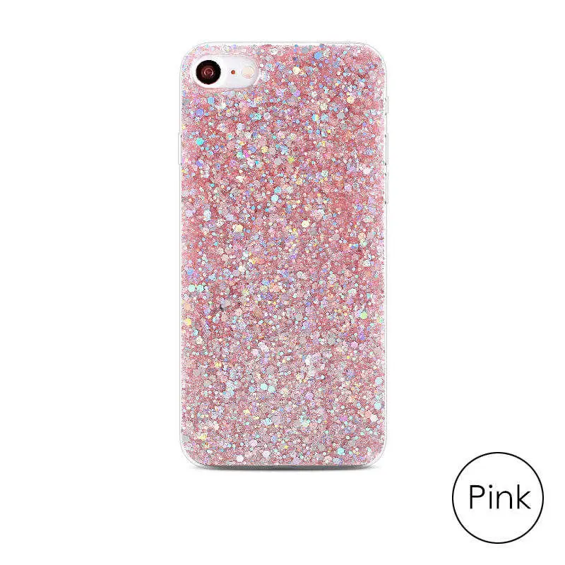 Pink Gurioo силиконовый Блестящий со стразами и пайетками жесткий чехол для телефона для iPhone 11 5 SE 6 6S 7 8 X Plus XR XS Max защитный чехол - Цвет: Pink