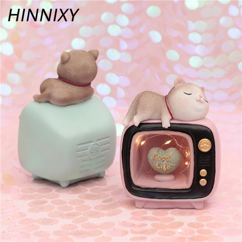 Hinnixy Ретро смоляный ночник для девочек украшения спальни светящаяся ТВ лампа в