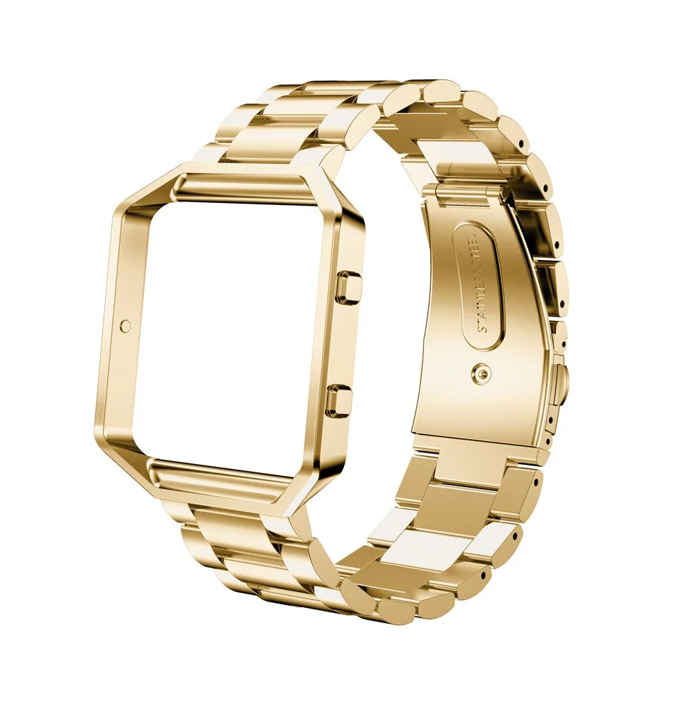 Gold Замена нержавеющей стали наручные часы ремешок рамка для Fitbit Blaze gear s3 классический браслет для часов нержавеющая сталь - Цвет ремешка: Gold