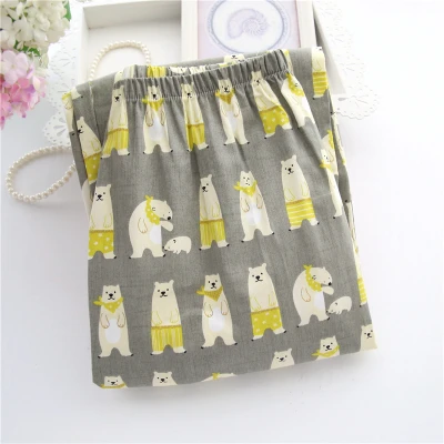 gray penguin Пижамные брюки женские брюки хлопок летние хлопковые тканые хлопковые брюки женские домашние брюки - Цвет: gray penguin