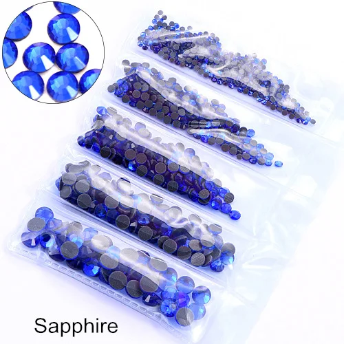Sapphire Стразы DMC с горячей фиксацией, 23 Цвета, SS6-SS30, 1200 шт., стразы для украшения свадебного платья B1262 - Цвет: Sapphire