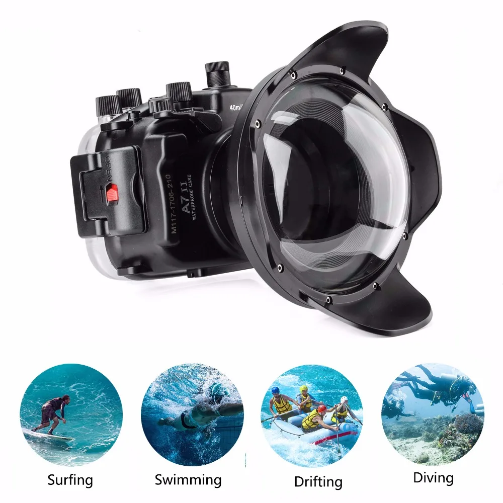 Meikon 40 м/130ft Водонепроницаемый Корпус чехол для sony A7 II A7R A7S II/w купольная Порты и