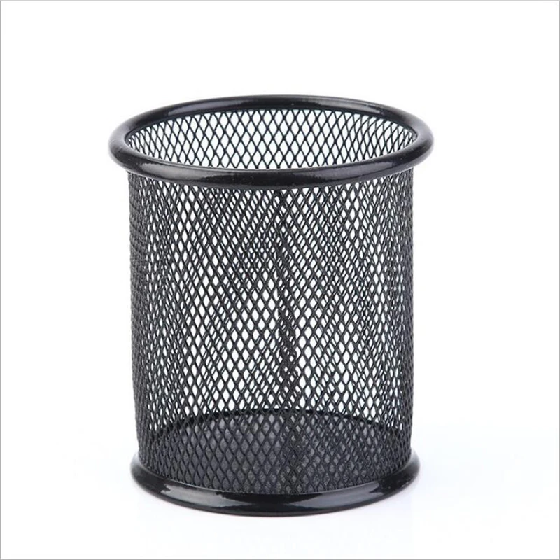 

Metal wire mesh pen holder square office supplies office stationery storage box round wire storage rack storage tool