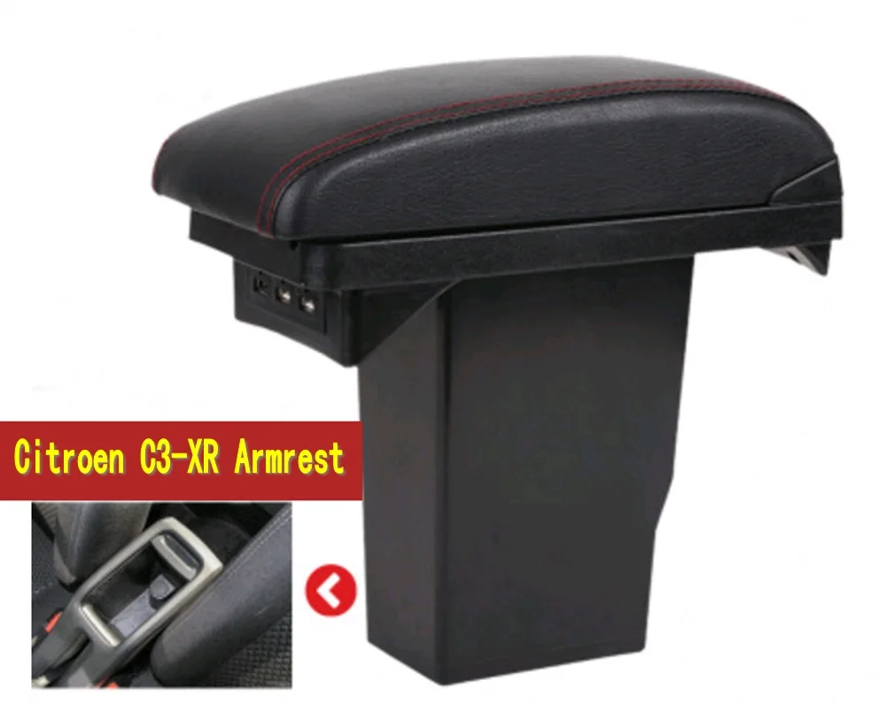 Для Peugeot 2008 подлокотник коробка + 3USB черная кожаная Центральная новый ящик для