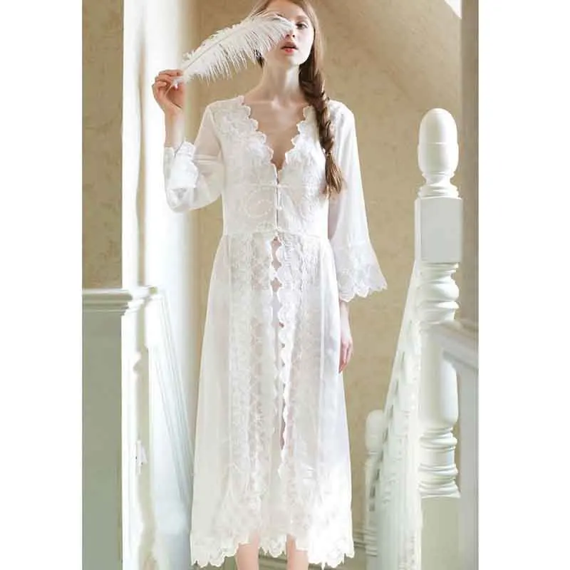 Женская Сексуальная кружевная ночная рубашка с v-образным вырезом летняя