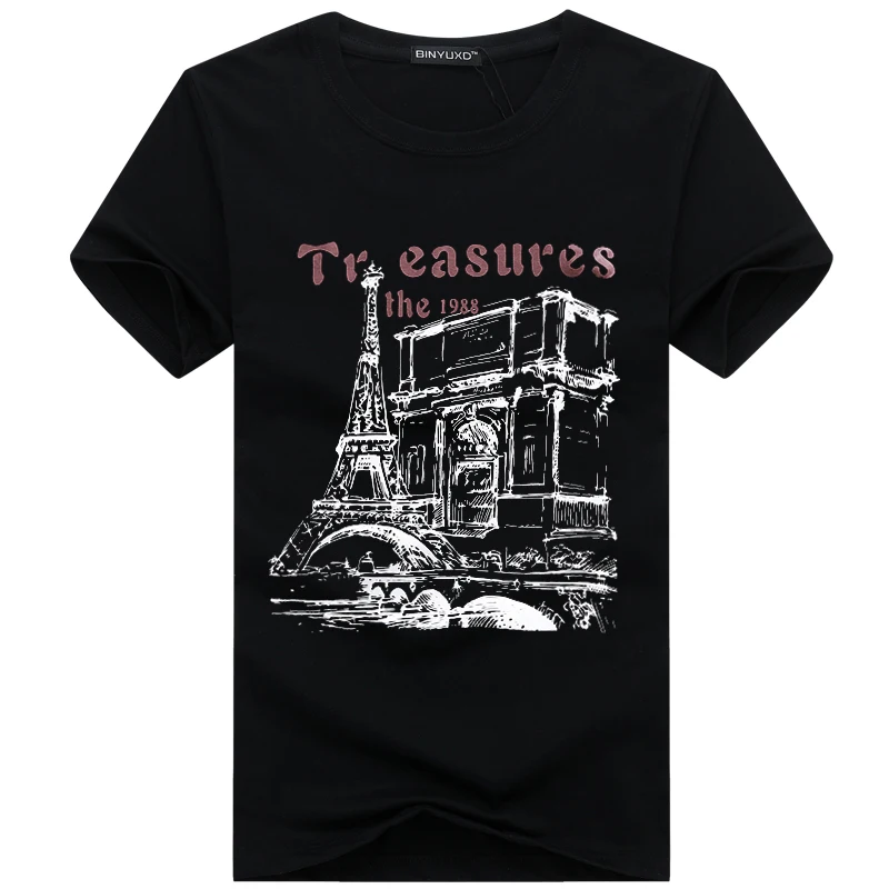 BINYUXD Brand New Pure cotton Short Sleeves Hip hop Fashion Mens O-Neck T-Shirt Summer Personality men t-shirts | Мужская одежда