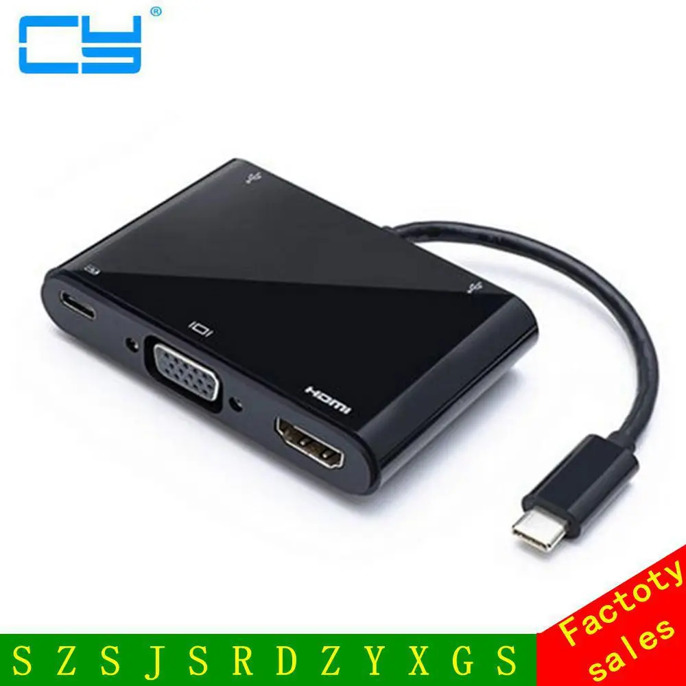 USB 3 1 C Тип к совместимому с HDMI цифровой AV/VGA/USB OTG Женский Зарядное устройство