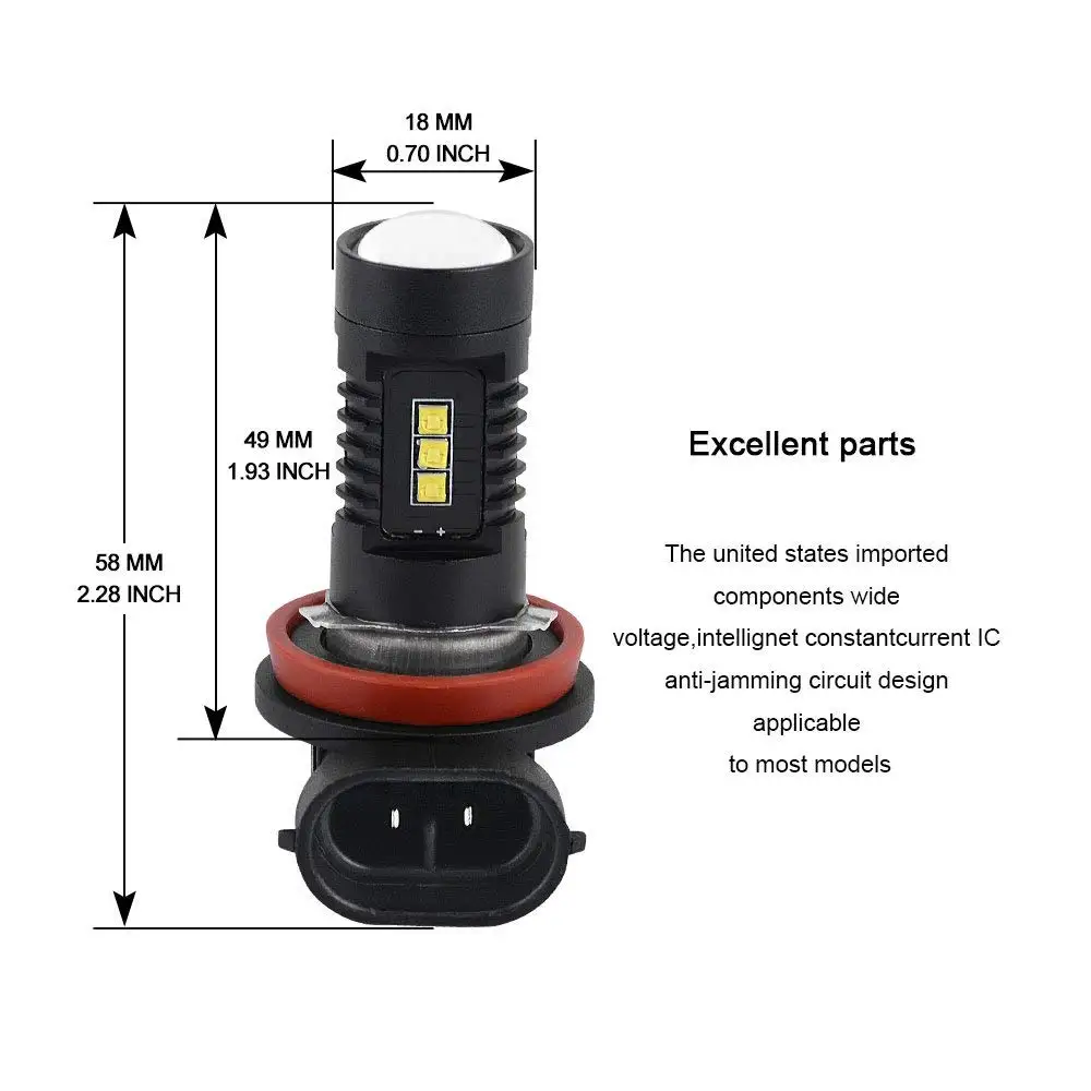 2 шт. H8 H11 Led HB4 9006 HB3 9005 туман светильник s лампы 60 Вт 2000LM 6000K белый вождение автомобиля дневные ходовые лампы автоматические светодиоды светильник 12V