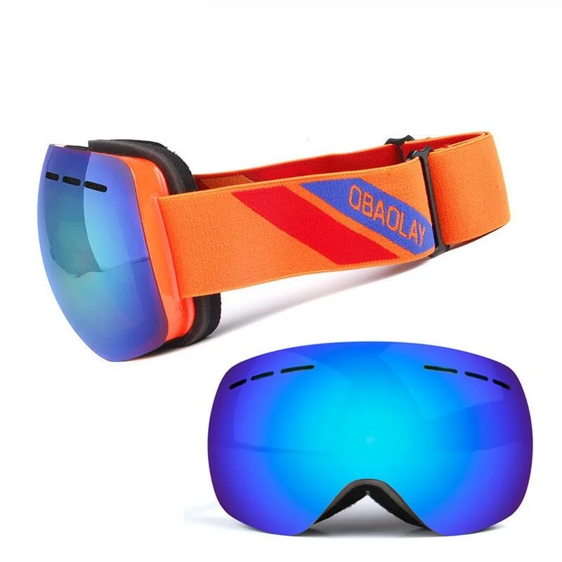 Лыжные очки с двойными линзами UV400, сноуборд, зимние лыжные очки для мужчин и женщин, анти-туман, маска для снегохода, спорт, для взрослых, ветрозащитная