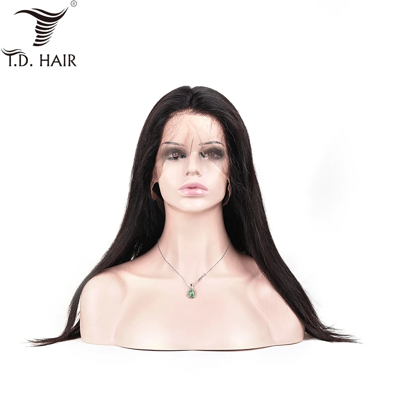Tdhair 150% плотность 10 24 дюйма прямые парики из натуральных волос предварительно