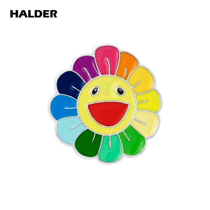 flower pin Halder модные радужные овечки маленькие ягненки пышные Облака цветок броши Нагрудный значок покрытый эмалью одежда значок для рюкзака украшения из джинсы - Окраска металла: flower pin