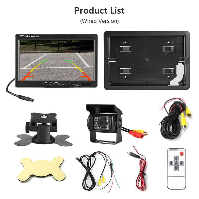 Jansite 7-inch TFT LCD Car Monitor Display Wired Cameras Reverse Camera Parking System with Rear view Monitors mirror image | Автомобили и