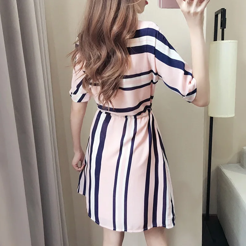 Платья женское платье в полоску для отдыха лето 2019 Корейская версия новые