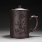 Акция! Yixing большой размер фиолетовая глиняная чайная чашка с крышкой 400 мл фиолетовая чайная чашка чайный набор в продаже китайская чайная чашка