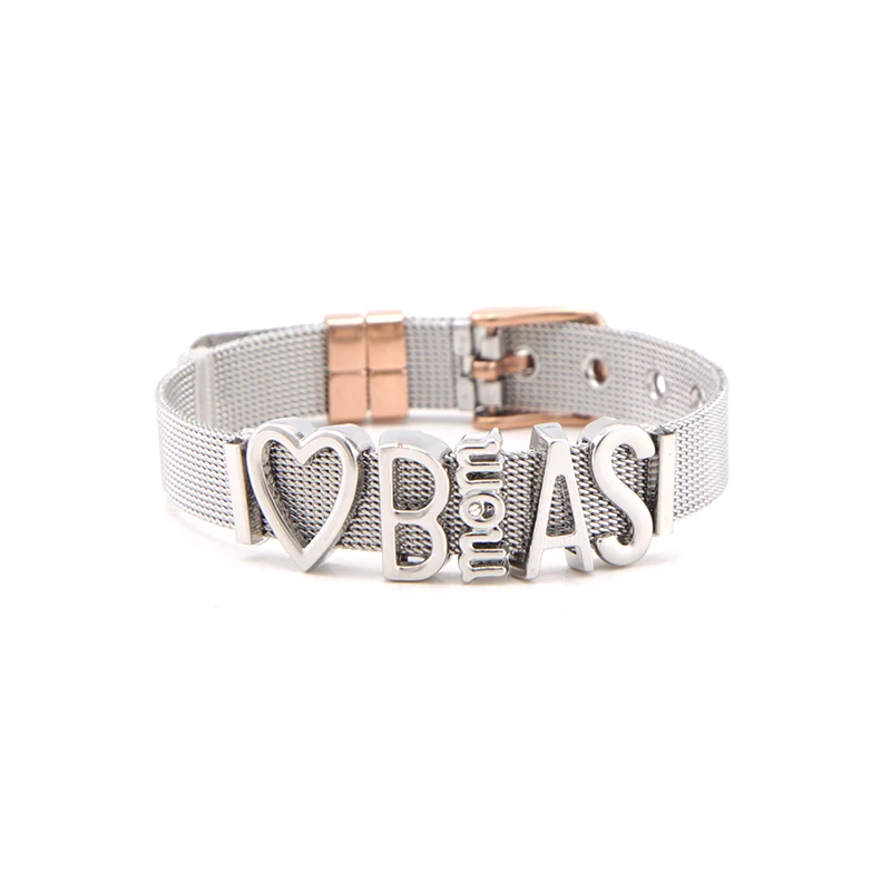 Drop shipping Somsoar Jewelry Max Mom Stainless Steel Charm Mesh Bracelet Set DIY Slide bracelet for Mother's Gift | Украшения и