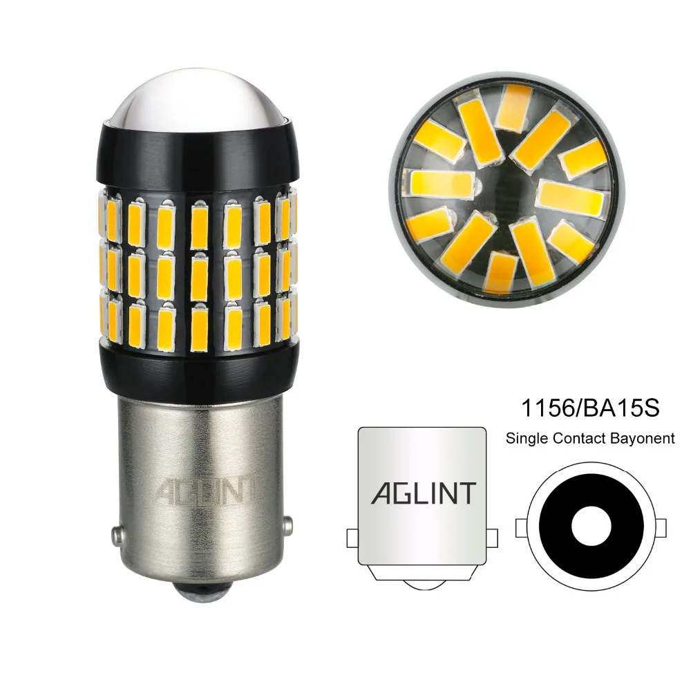 AGLINT 2 шт. желтый автомобиль светодиодный Поворотная сигнальная лампа P21W 1003 1141 1156 BA15S 4014SMD 66 чипы авто светодиодный фонарь светильник лампы Янтарный 12V 24V