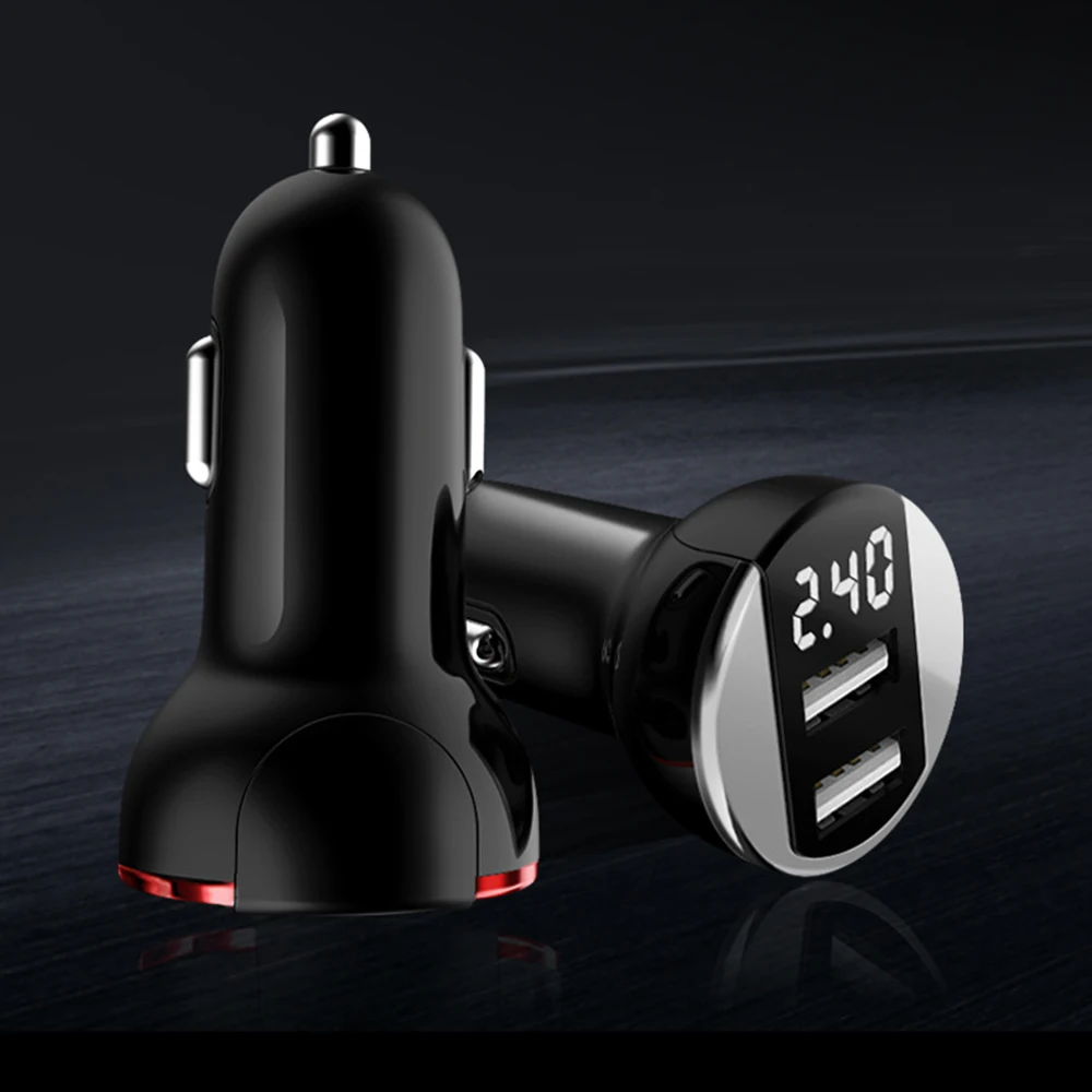 Автомобильное зарядное устройство с двумя портами USB 5В 2.4A быстрое светодиодный