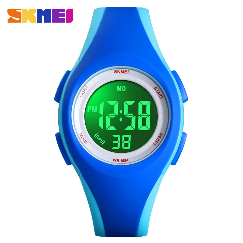 Light blue SKMEI Children LCD Electronic Digital Watch Sport Watches Stop Watch Luminous 5Bar Waterproof Kids Wristwatches For Boys Girls - Цвет: Light blue