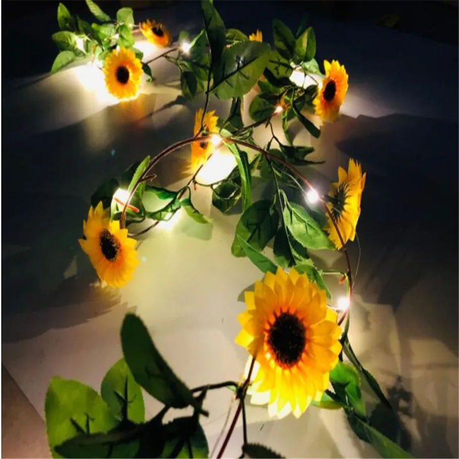 2 метра Подсолнух медная проволочная лампа гирлянда для рождественской