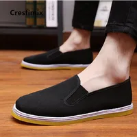 Cresfimix male casual plus size black cloth work shoes men cool comfortable spring & summer slip on shoes retro cool shoes a2877