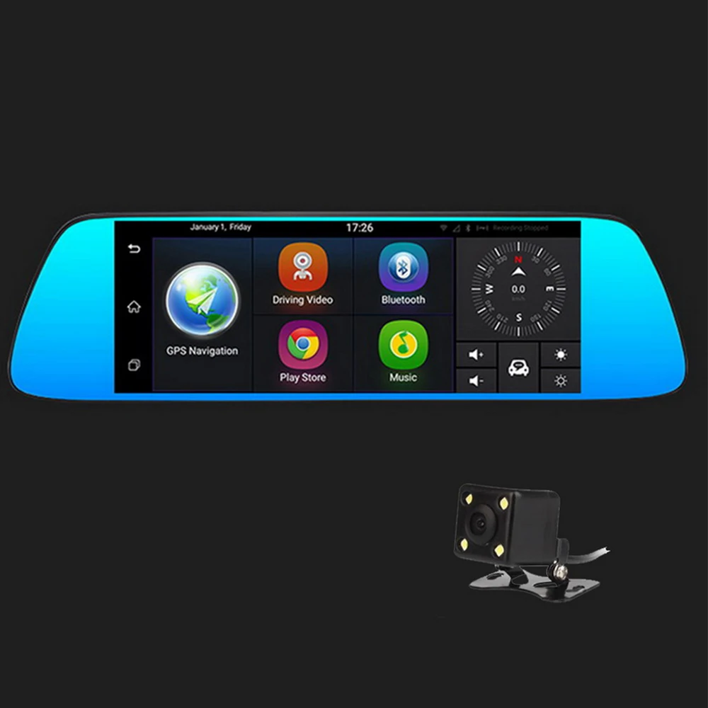 Автомобильный видеорегистратор-зеркало заднего вида HD 1080P 7 дюймов Android 5 0 двойной