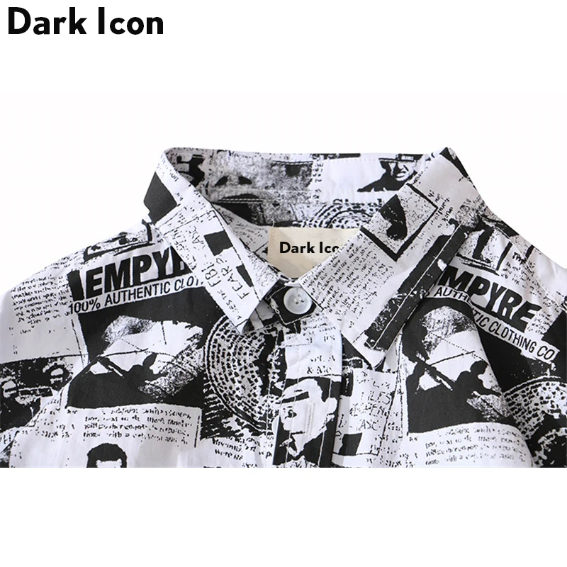 Мужская рубашка в стиле хип хоп DARK ICON черная белая Винтажная Футболка с принтом