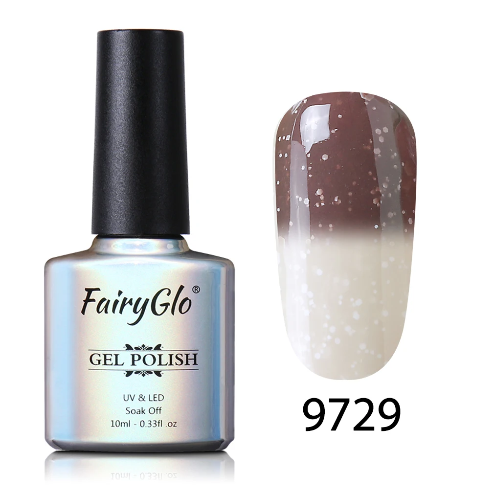FairyGlo 10 мл Снежный УФ-гель для ногтей меняющий температуру Гель-лак замачиваемый Полупостоянный лак для ногтей DIY Гель-лак - Цвет: 9729
