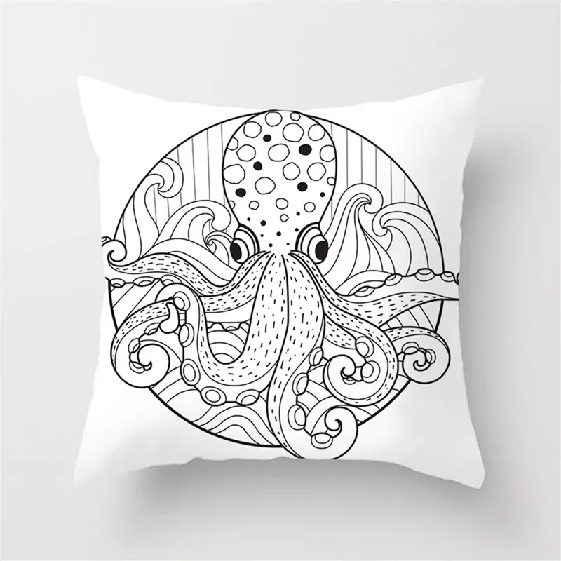 Чехол для подушки Fuwatacchi с изображением морской птицы рыбы краба осьминога