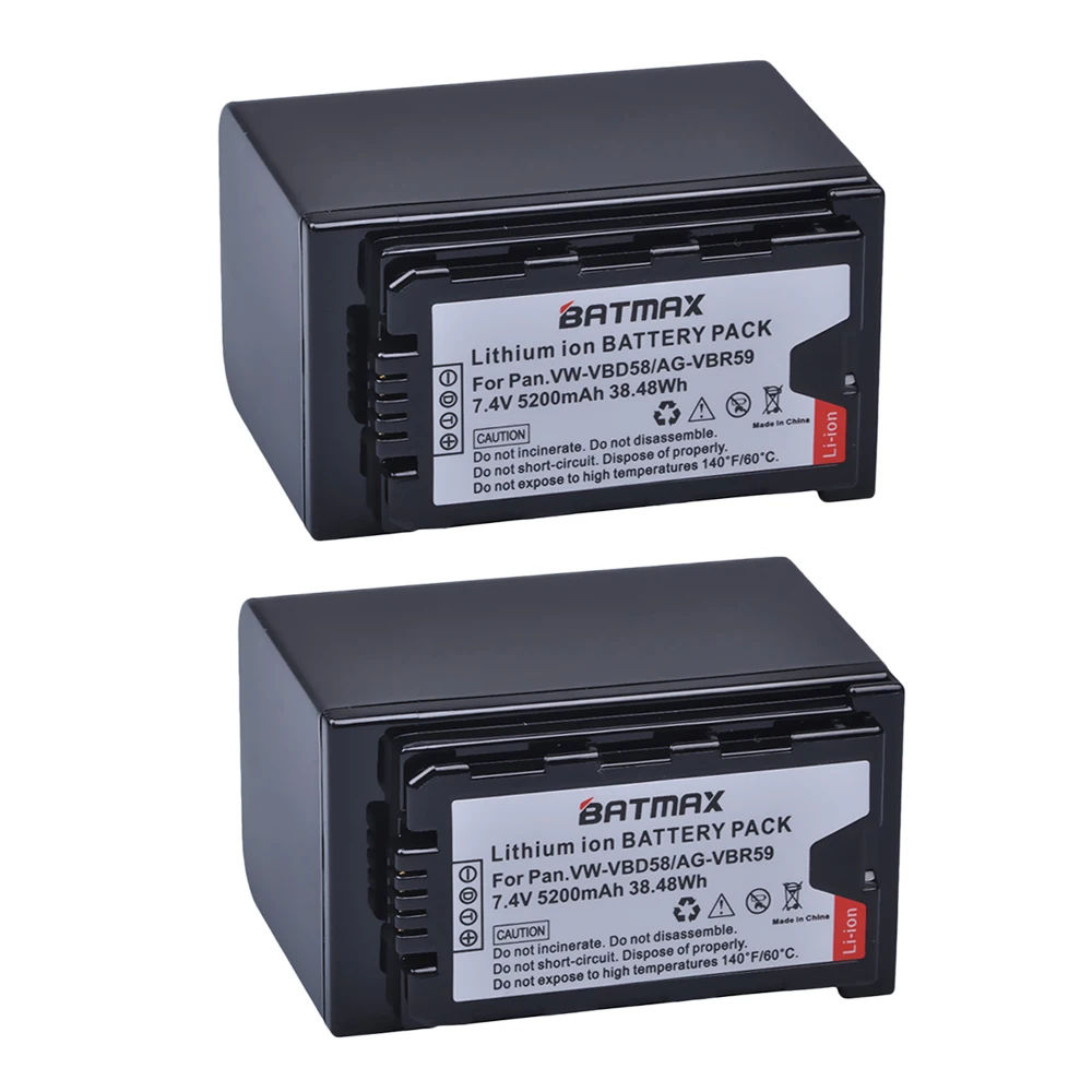 2Pcs VW-VBD58 VBD29 VBD58 VBD78 Battery for Panasonic AJ-HPX