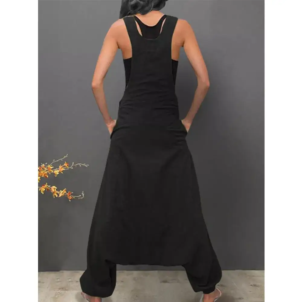 Женский Длинный комбинезон с U-образным вырезом без рукавов открытой спиной и