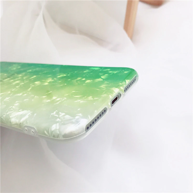 WMZSUCC Лето Градиент Зеленый Seashell зерна ТПУ мягкий чехол для телефона iPhone X 6 6s 7 8