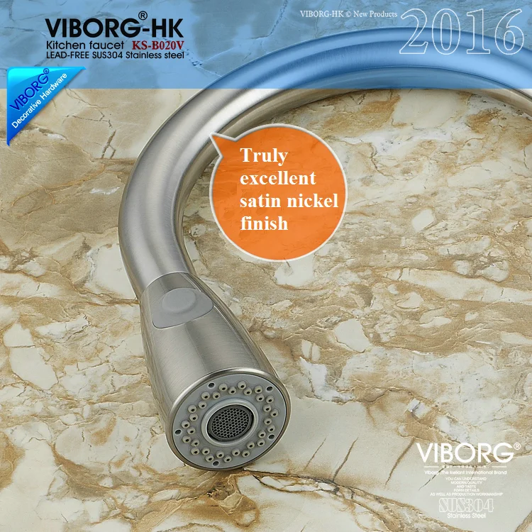 Виборг Делюкс 304 нержавеющая сталь бессвинцовый выдвижной спрей кухонный кран