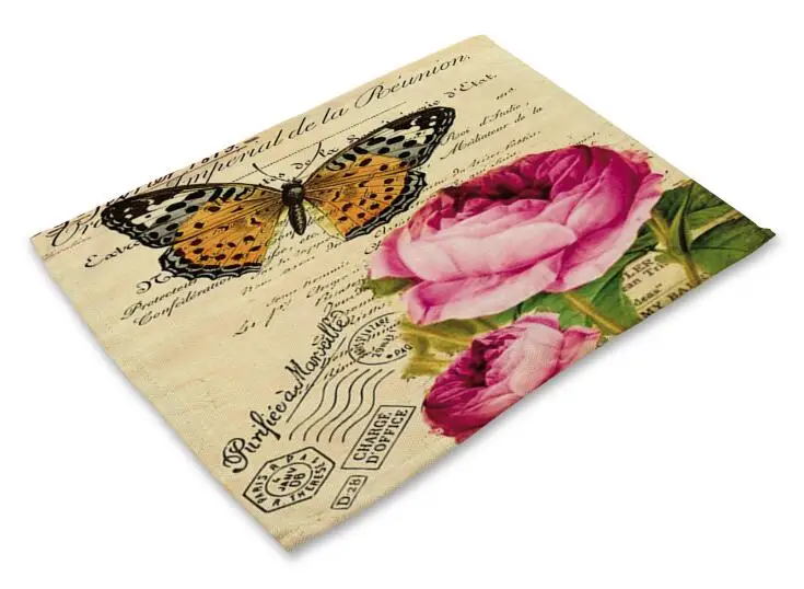 Настольный коврик с рисунком льняная салфетка Place mat hot retro butterfly style полиэстеровый
