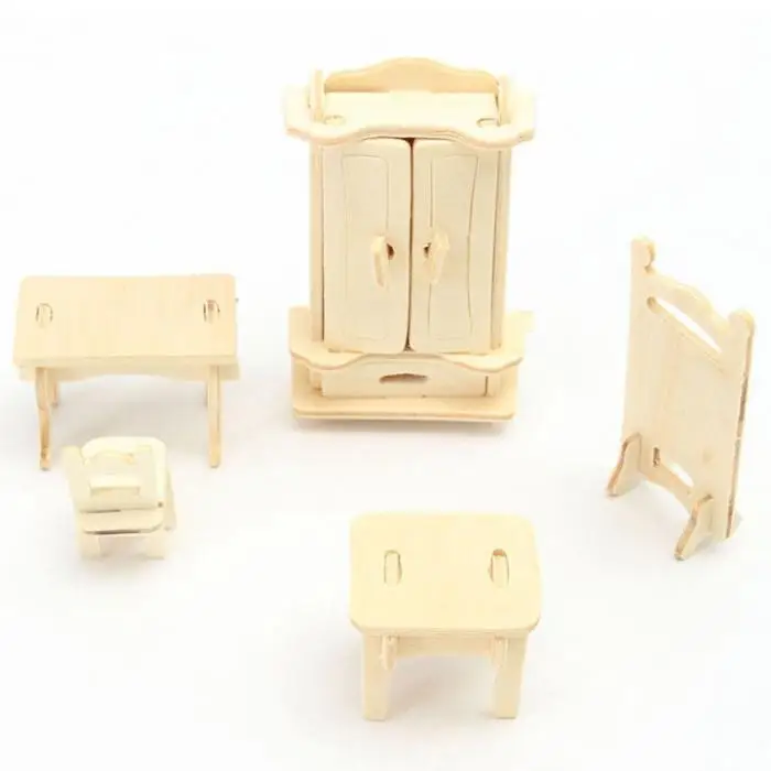 34 шт./компл. 3D деревянная миниатюрная головоломка кукольный домик мебель модель мини-головоломка игрушки для детей подарок S7JN
