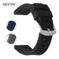 beafiry soft silicone watch band strap 20 22 24mm waterproof watchband black blue grey