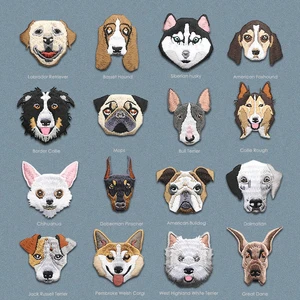 Вышитые нашивки с изображением собаки Лабрадора добермана мопшенда для одежды, термонаклейки для одежды, 1 шт.