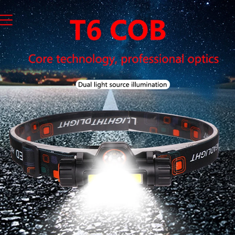 Портативный светодиодный налобный фонарь с COB матрицей налсветильник ный