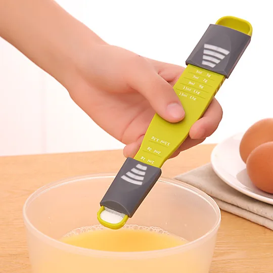 Home Practical Green ABS Double End Eight Stalls Adjustable Scale Measuring Spoons Metering Spoon Kitchen Tools | Дом и сад