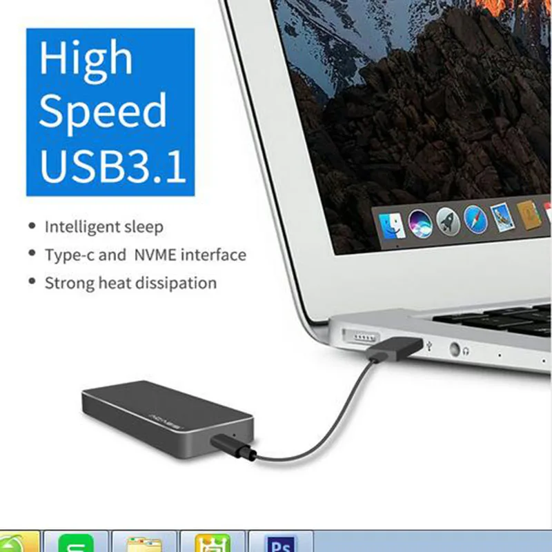 Корпус внешнего жесткого диска Acasis Hdd 2280 M.2 корпус SSD алюминиевый 1,8 'NVME Pcie USB 3,1 твердотельный корпус Hdd шкатулка#35