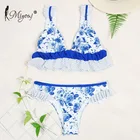 Бикини Miyouj с оборками и цветочным рисунком, купальник в горошек, женские купальные костюмы, бикини с принтом, комплект бикини, одежда для плавания, сексуальный купальник