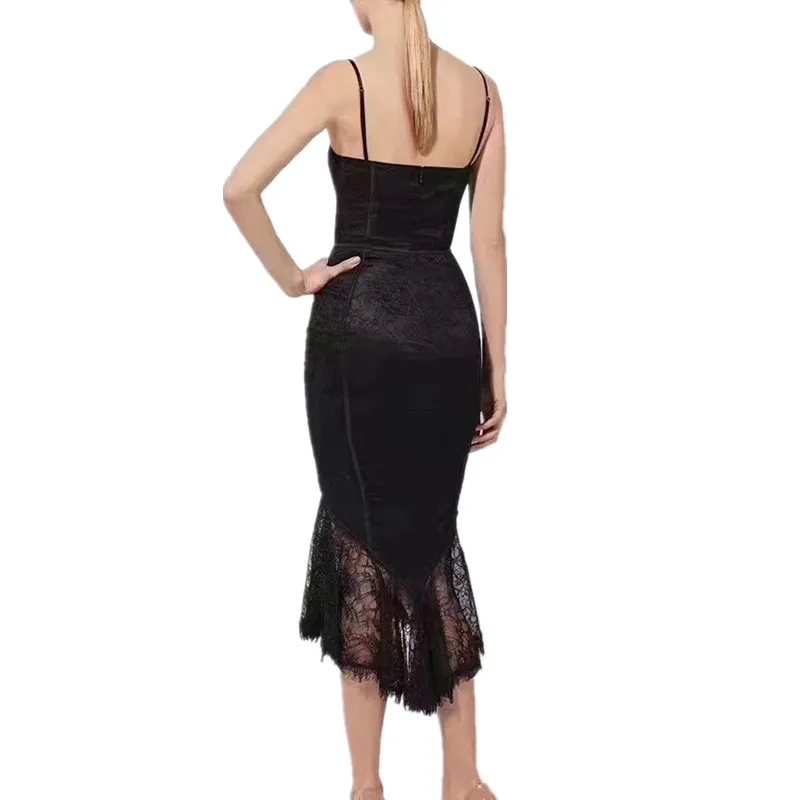 Высококачественное женское сексуальное кружевное Бандажное платье на бретелях
