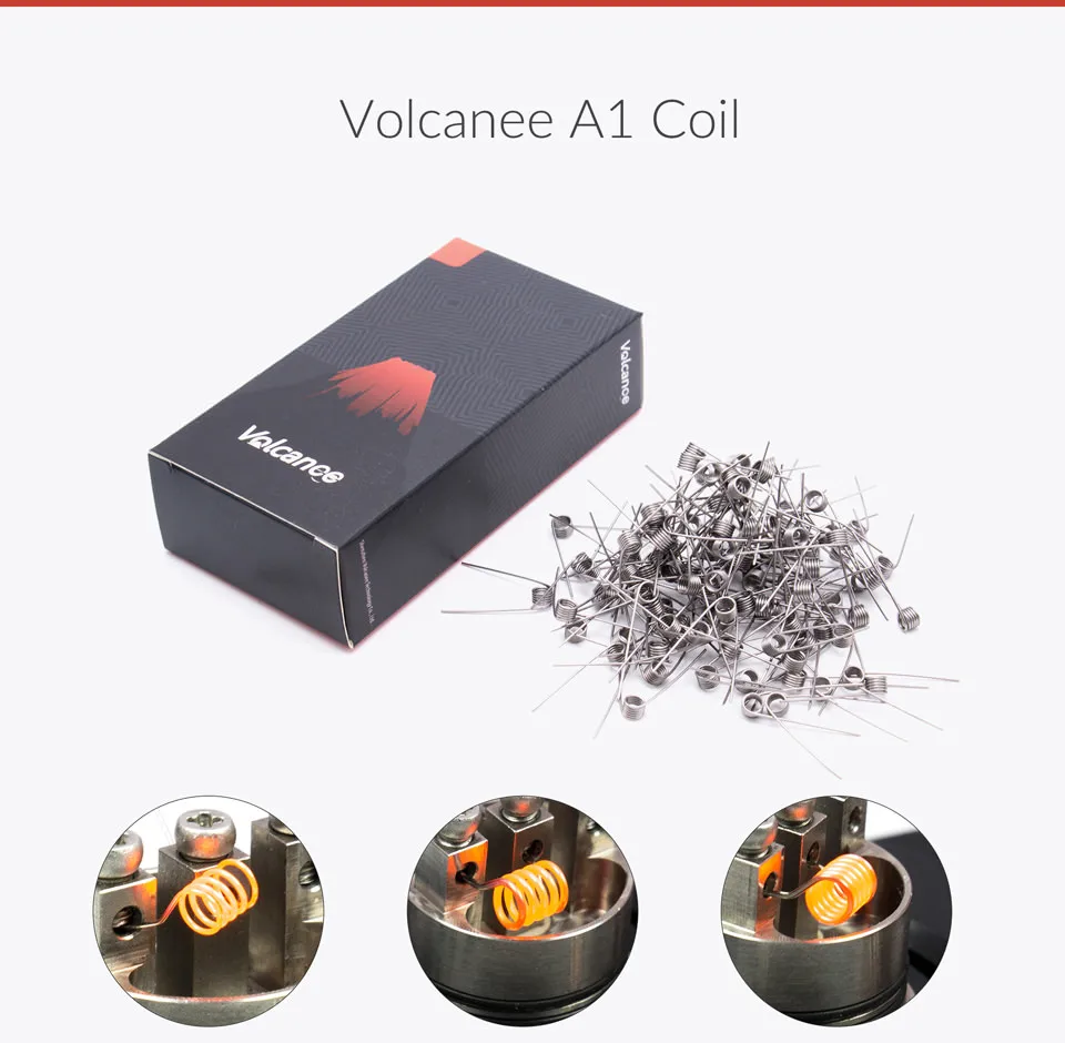 Volcanee 100 шт./упак. A1 SS316 Ni80 катушки провода свертываясь спиралью готовые катушки сопротивления, 22, 24, 26 28 30GA нагревательная катушка проволоки для Vape электронная сигарета