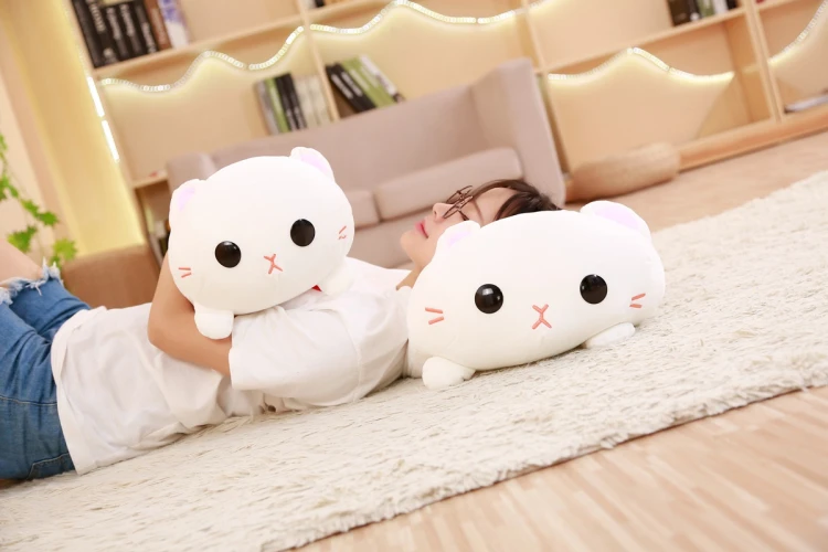 1 шт. 35/45 см Kawaii Белая кошка плюшевая мягкая подушка милая плюшевая зверушка игрушки куклы для девочек на День святого Валентина, подарок на день рождения