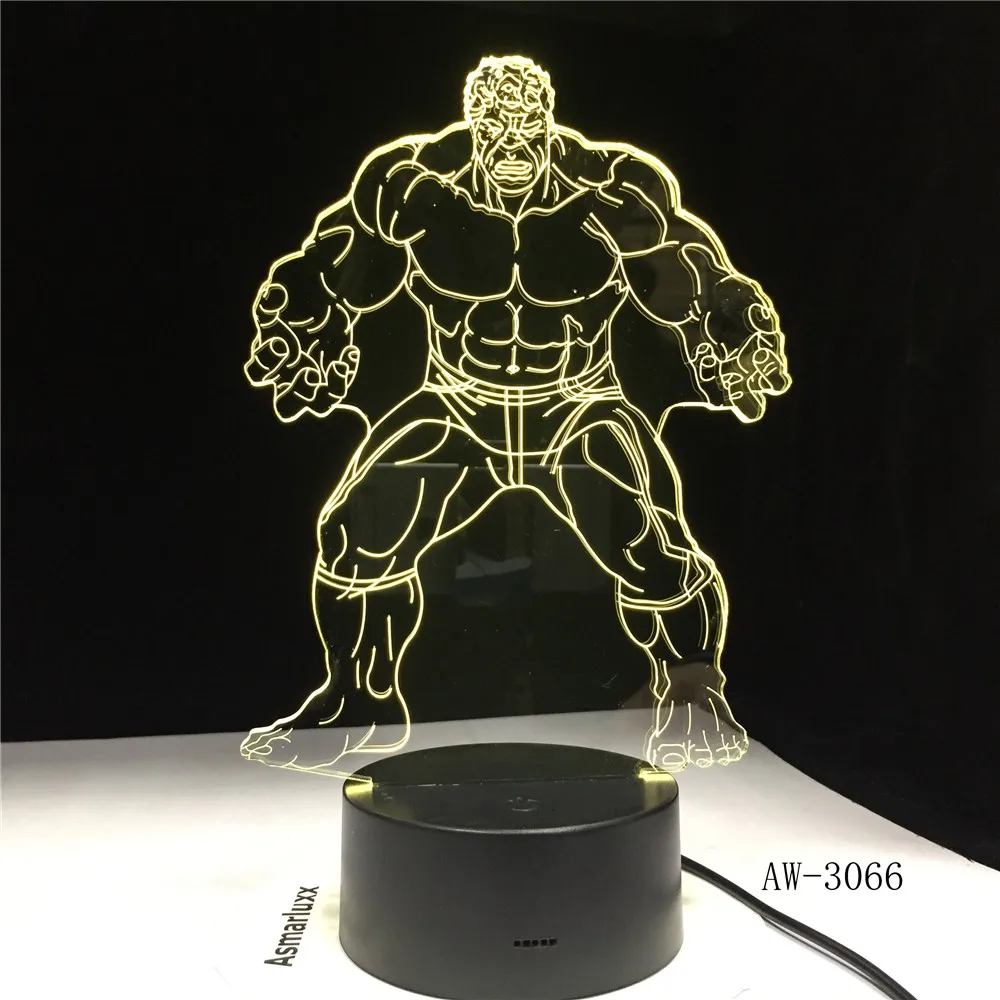 Фигурки Халка 3D иллюзия Светодиодная лампа Изменение цвета сенсорный ночник