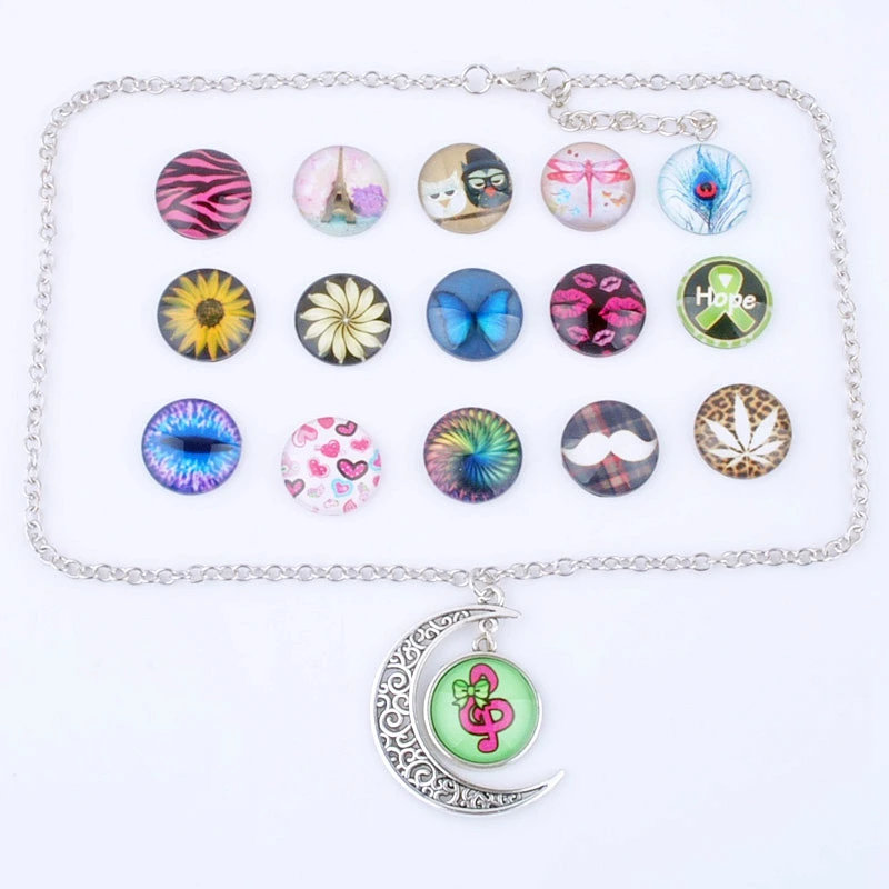 2016 Горячая цепочка серебряное покрытие полумесяц и стрекоза бабочка Кабошон