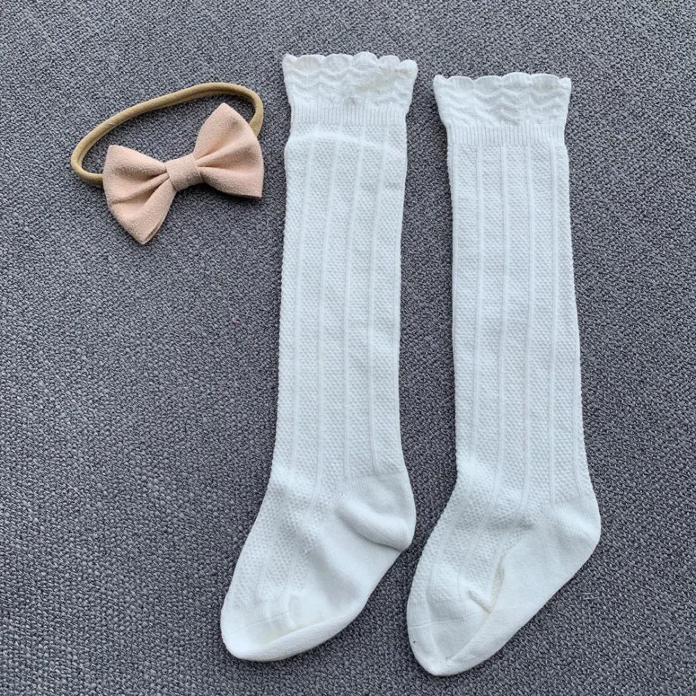 Suede Nylon Bow Headband Matching Baby Socks Set Floral Hair Band For Babys Infat Gift | Детская одежда и обувь